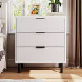 Fluted 3 Drawers Dresser, Wide Wood Chest of Drawers, Modern Storage Dresser Chest of Drawers