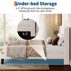 Letto a piattaforma imbottito bianco con schienale ad ala, trapuntatura verticale a canale, Queen, 2 posti letto