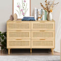 Cassettiera a 6 cassetti in rattan color legno naturale, stile Boho, montaggio da 1 persona