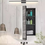 Specchiera da Bagno con Cornice Nera in Alluminio, 24"×30", a Parete/Incasso, Singola