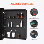 Specchiera da Bagno con Cornice Nera in Alluminio, 24"×30", a Parete/Incasso, Singola