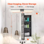 Specchiera da Bagno con Cornice Nera in Alluminio, 24"×30", a Parete/Incasso, Singola