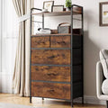 COZONY 5-Drawer Dresser Storage Organizer with Fabric Bins, Wood Top & Sturdy Steel Frame, Easy-Pull Handles  Space-Saving for Bedroom & Hallway