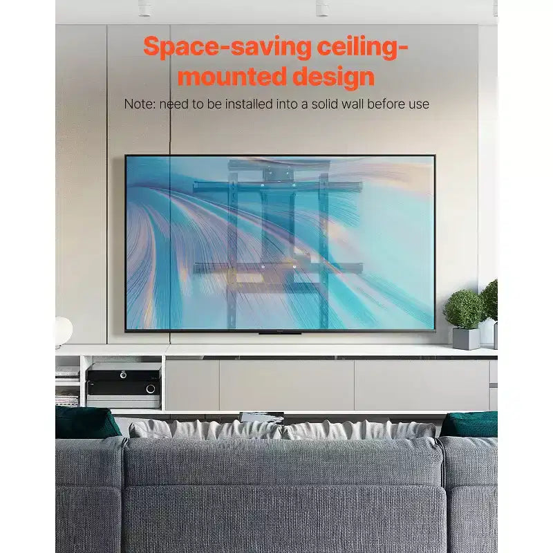 Supporto da parete motorizzato nero a scomparsa per TV, regolabile elettricamente, per TV da 32 a 65", schermo singolo
