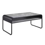 Tavolino da Caffè Gray & Black con Ripiano, Piano in Cemento e Base a Slitta in Metallo