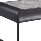 Tavolino da Caffè Gray & Black con Ripiano, Piano in Cemento e Base a Slitta in Metallo