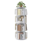 Libreria a torre rotante a 4 ripiani in legno naturale, girevole a 360°, a uso singolo, alta 127 cm