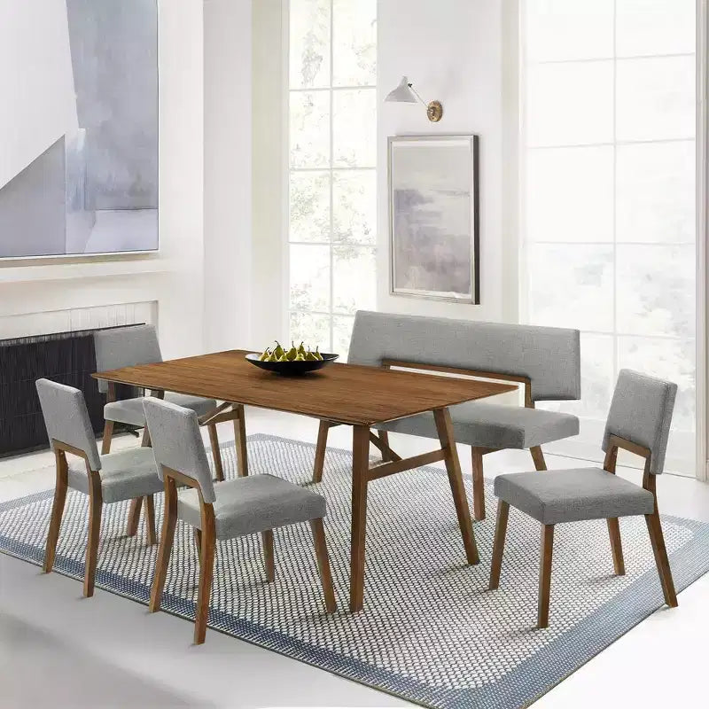 Sedia da pranzo imbottita noce e antracite, set da 2
