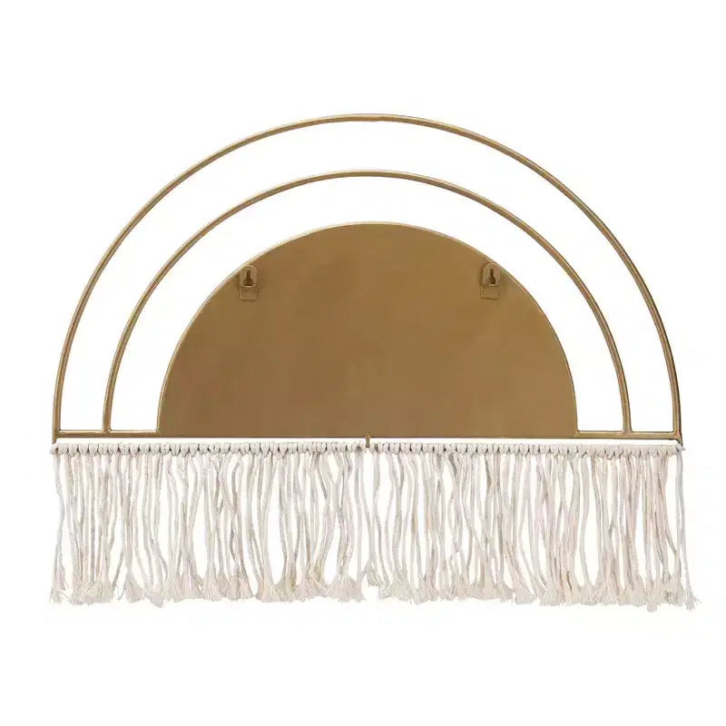 Specchio da Parete Ad Arco Oro con Frange, Singolo, Cornice in Metallo