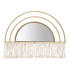 Specchio da Parete Ad Arco Oro con Frange, Singolo, Cornice in Metallo