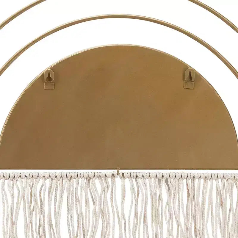 Specchio da Parete Ad Arco Oro con Frange, Singolo, Cornice in Metallo