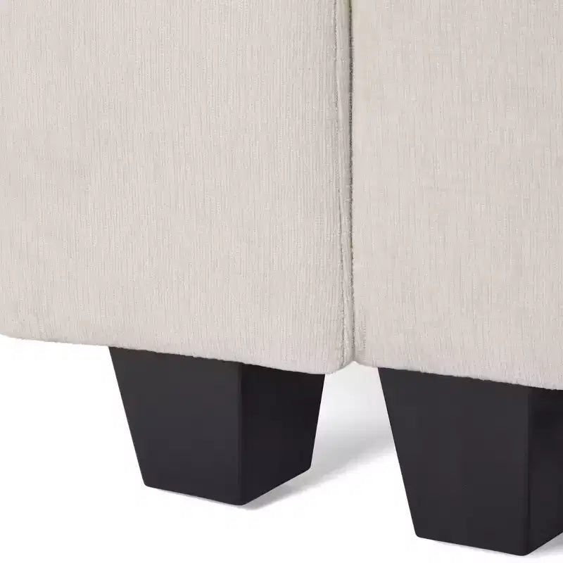 Divanetto modulare in ciniglia crema / grigio / grigio chiaro / tortora per 2 – Porte USB e Type-C, tasche laterali