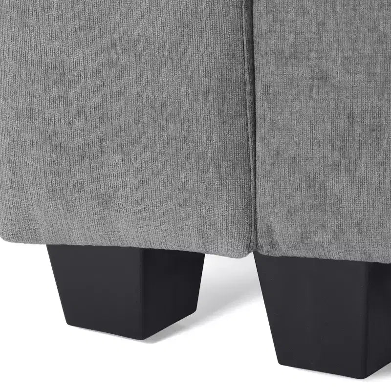 Divanetto modulare in ciniglia crema / grigio / grigio chiaro / tortora per 2 – Porte USB e Type-C, tasche laterali