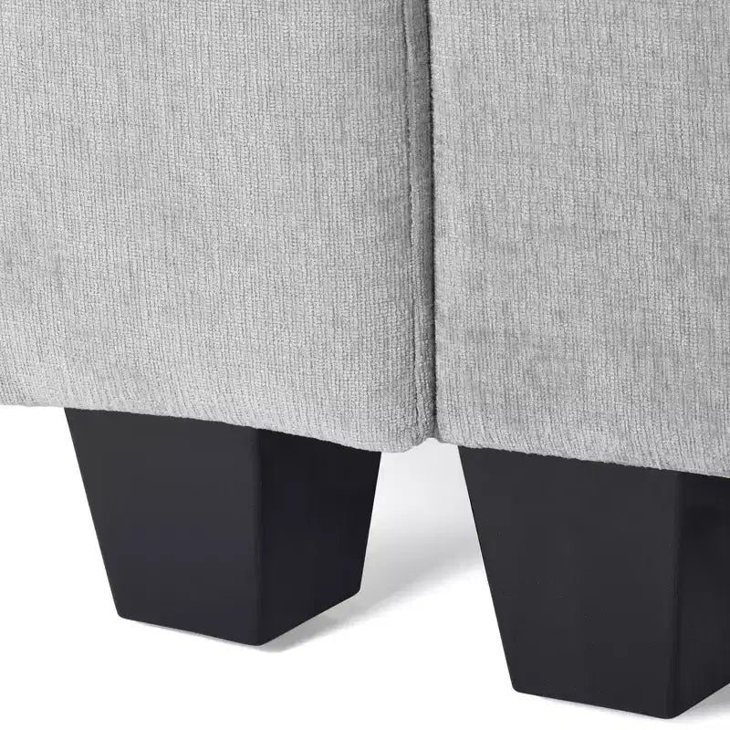 Divanetto modulare in ciniglia crema / grigio / grigio chiaro / tortora per 2 – Porte USB e Type-C, tasche laterali