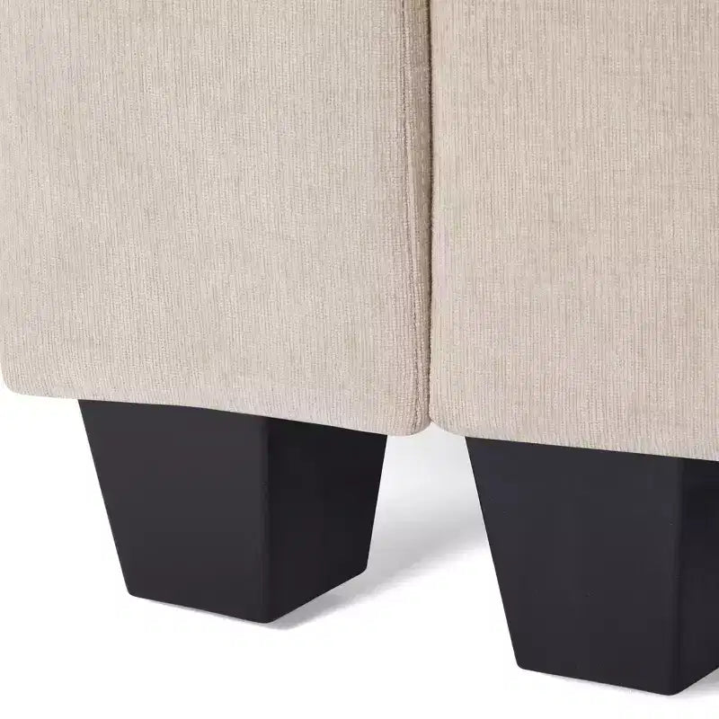 Divanetto modulare in ciniglia crema / grigio / grigio chiaro / tortora per 2 – Porte USB e Type-C, tasche laterali
