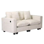 WestinTrends Augusta 70 Modular Chenille Loveseat Sofa With USB/Type-C Ports and Side Pockets