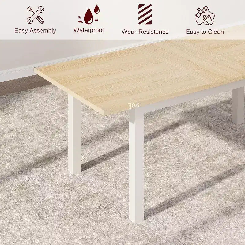 Tavolo da pranzo allungabile beige, rettangolare, 4-6 posti