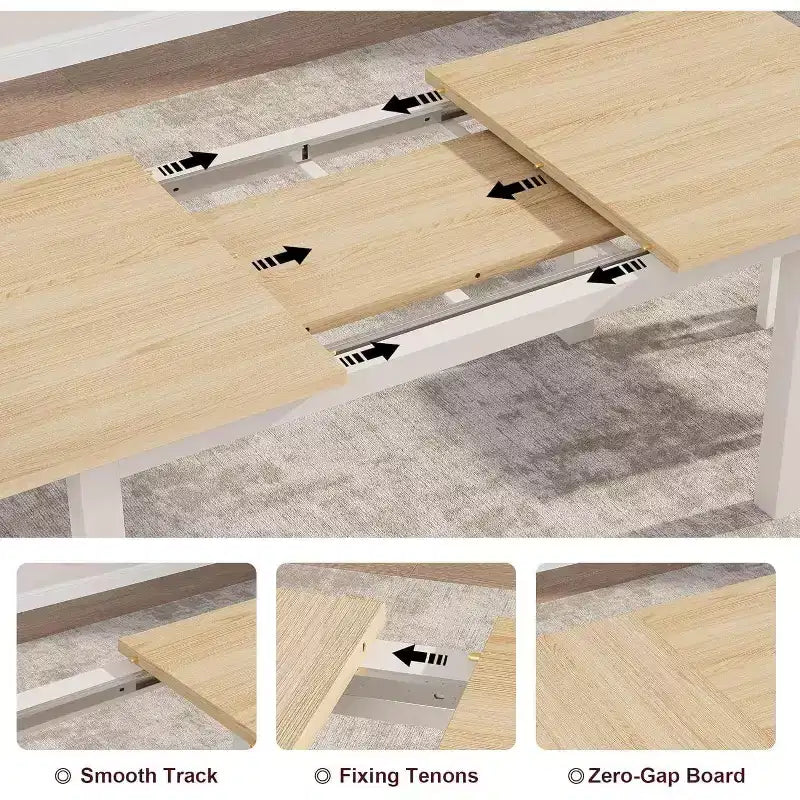 Tavolo da pranzo allungabile beige, rettangolare, 4-6 posti
