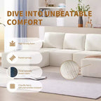 Divano Sezionale a U in Ciniglia Grigio Scuro / Blu Navy, 4 Pezzi, 6 Posti