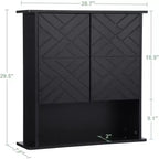Mobiletto a muro nero opaco/bianco, mensola in legno a 2 ripiani con portasciugamani, singolo