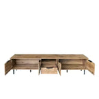 Mobile TV in Legno Naturale per TV fino a 85", Consolle Media da 200 cm con Contenitore