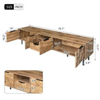 Mobile TV in Legno Naturale per TV fino a 85", Consolle Media da 200 cm con Contenitore