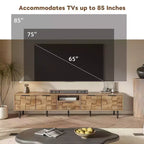Mobile TV in Legno Naturale per TV fino a 85", Consolle Media da 200 cm con Contenitore