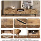 Mobile TV in Legno Naturale per TV fino a 85", Consolle Media da 200 cm con Contenitore