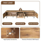 Mobile TV in Legno Naturale per TV fino a 85", Consolle Media da 200 cm con Contenitore