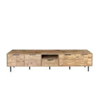 Mobile TV in Legno Naturale per TV fino a 85", Consolle Media da 200 cm con Contenitore