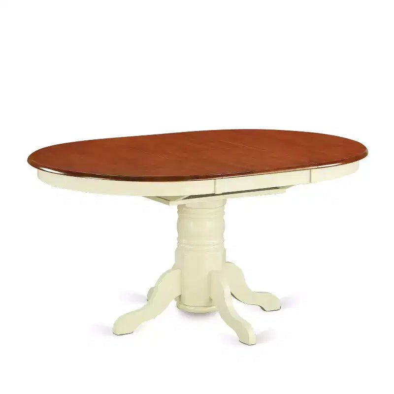 Set da pranzo ovale da 5 pezzi, color latticello e ciliegio / bianco, 4 posti a sedere