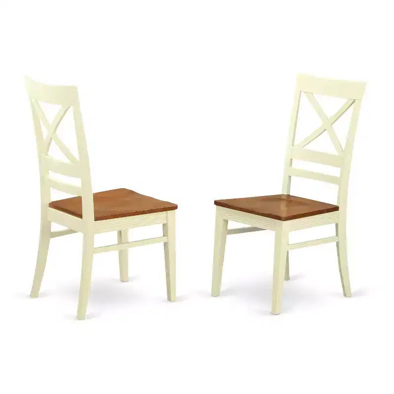 Set da pranzo ovale da 5 pezzi, color latticello e ciliegio / bianco, 4 posti a sedere