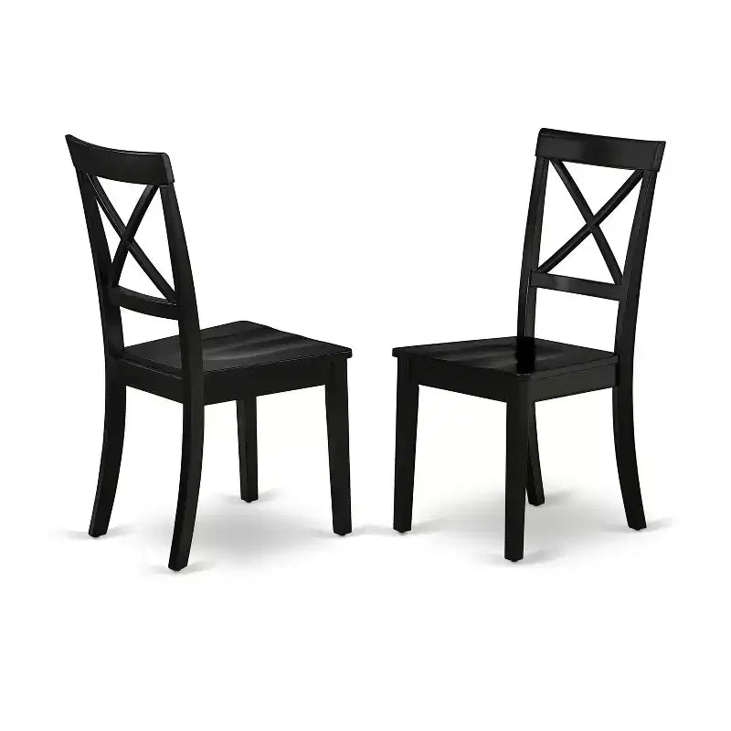 Set da pranzo rotondo nero in 3 pezzi per 2 persone, sedie con seduta in legno