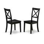 Set da pranzo rotondo nero in 3 pezzi per 2 persone, sedie con seduta in legno