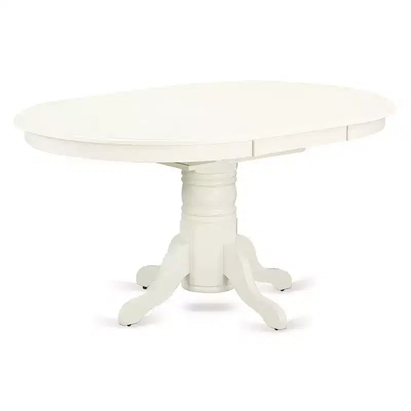 Set tavolo da pranzo allungabile ovale bianco lino, 6 posti, 7 pezzi