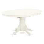 Set tavolo da pranzo allungabile ovale bianco lino, 6 posti, 7 pezzi