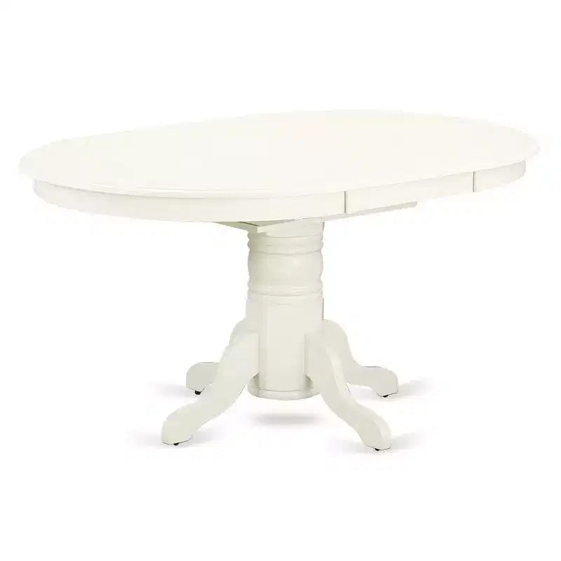 Set tavolo da pranzo allungabile ovale bianco lino, 6 posti, 7 pezzi