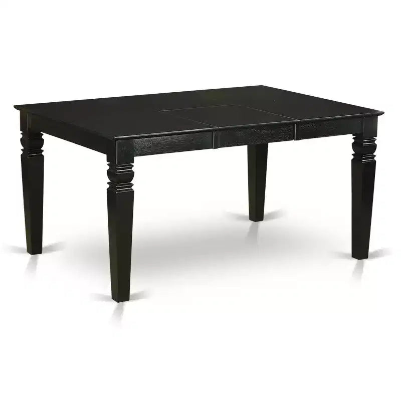 Set da pranzo nero da 7 pezzi, tavolo rettangolare allungabile con 6 sedie imbottite, 6 posti a sedere