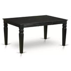 Set da pranzo nero da 7 pezzi, tavolo rettangolare allungabile con 6 sedie imbottite, 6 posti a sedere