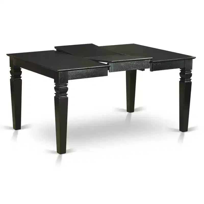 Set da pranzo nero da 7 pezzi, tavolo rettangolare allungabile con 6 sedie imbottite, 6 posti a sedere