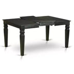 Set da pranzo nero da 7 pezzi, tavolo rettangolare allungabile con 6 sedie imbottite, 6 posti a sedere