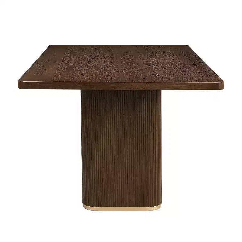 Set da pranzo rettangolare imbottito marrone, 6 posti, 7 pezzi