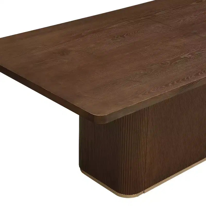 Set da pranzo rettangolare imbottito marrone, 6 posti, 7 pezzi