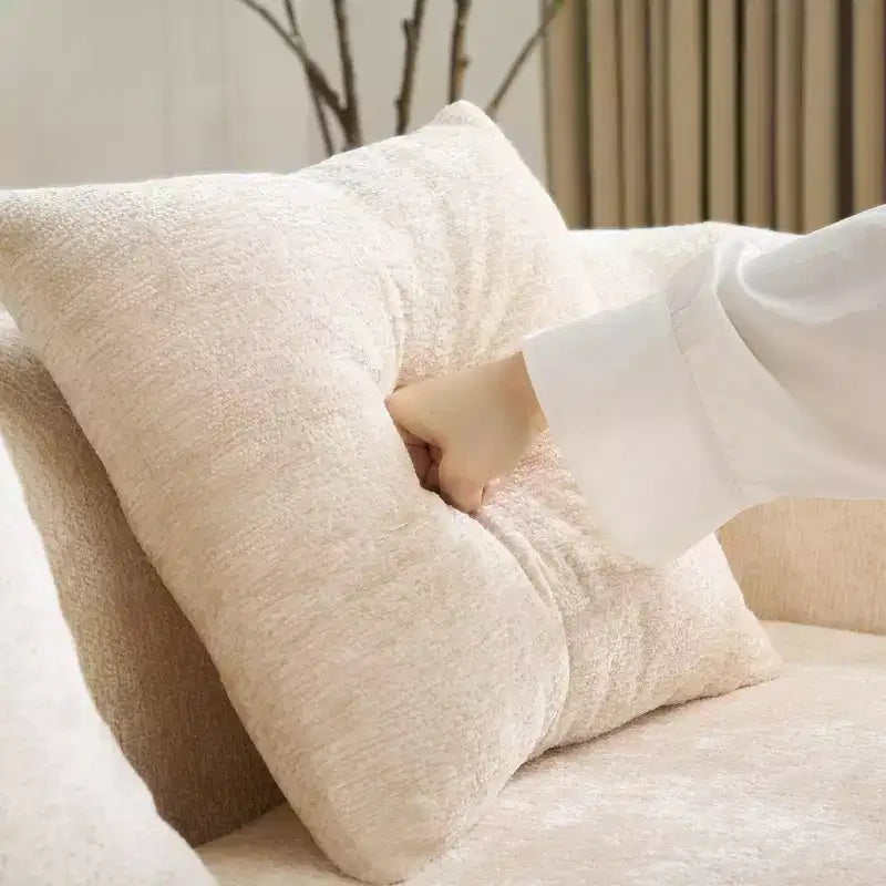 Divano sezionale a L in ciniglia beige/verde/grigio con chaise longue, 4 posti