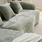 Divano sezionale a L in ciniglia beige/verde/grigio con chaise longue, 4 posti