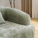 Divano sezionale a L in ciniglia beige/verde/grigio con chaise longue, 4 posti