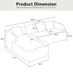 Divano sezionale a L in ciniglia beige/verde/grigio con chaise longue, 4 posti