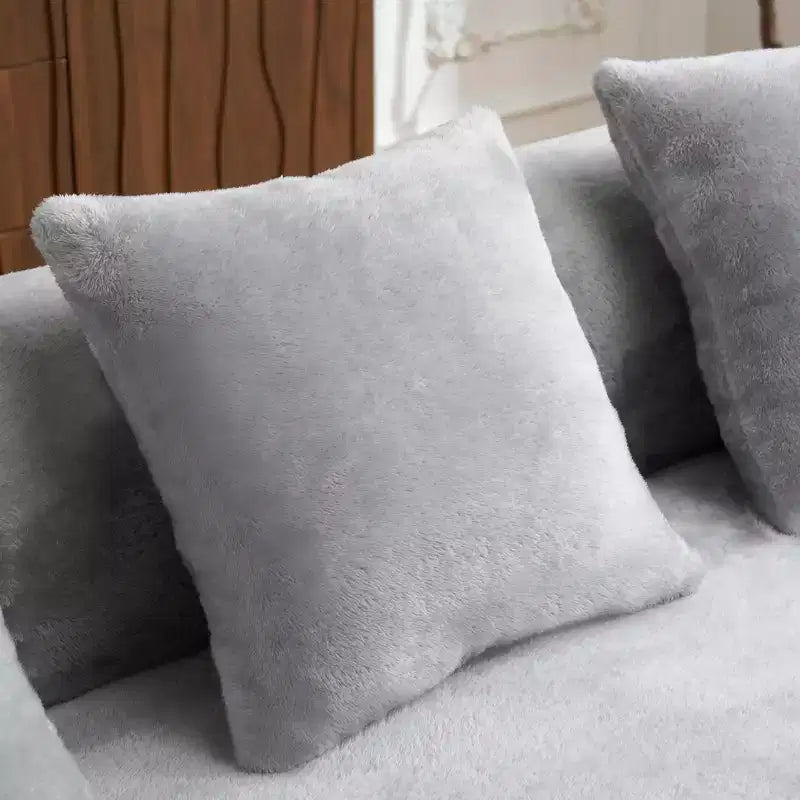 Divano sezionale a L in ciniglia beige/verde/grigio con chaise longue, 4 posti