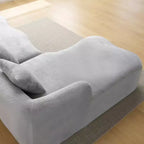 Divano sezionale a L in ciniglia beige/verde/grigio con chaise longue, 4 posti