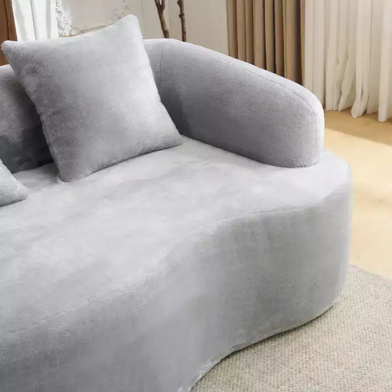 Divano sezionale a L in ciniglia beige/verde/grigio con chaise longue, 4 posti